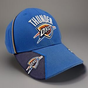 NBA Oklahoma City Thunder Hat OKC Blue Yellow Logo Adjustable Strap One Size Cap